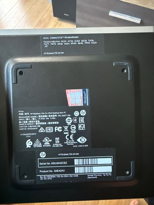Мини компютър HP EliteDesk 705 G4 DM / Ryzen 5 Pro 2400GE / 16GB RAM / 128GB SSD
