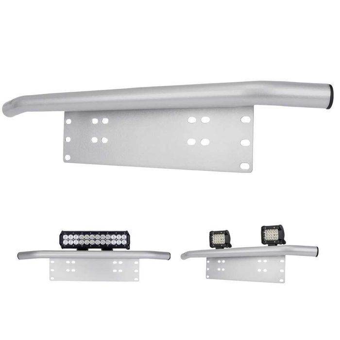 Метална стойка за LED бар/Халоген и регистрационен номер - Сива