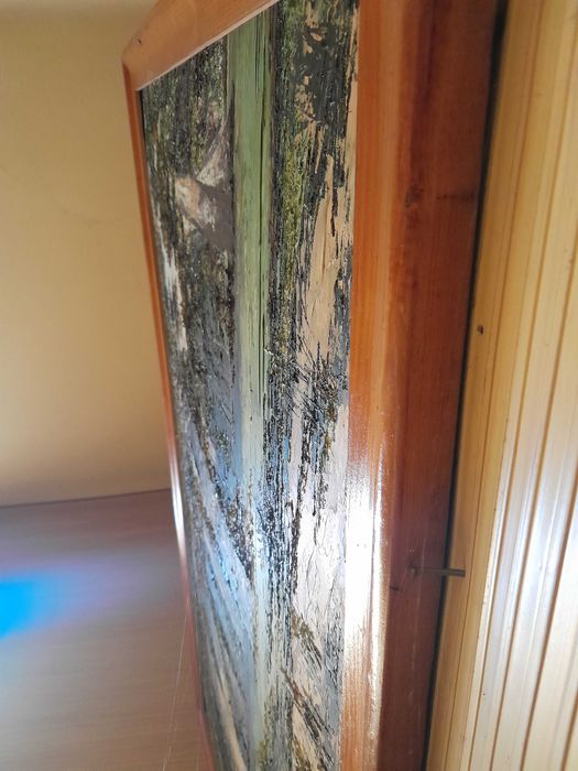 Tablou Monumental de Pădure 162x107cm Ulei pe PFL Anii '80 Ramă Masivă