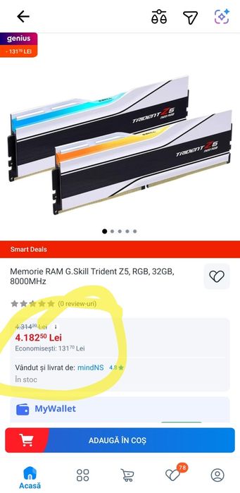 NOU. Memorie RAM G.Skill Trident Z5 RGB 32GB DDR5 8000MHz
G.Skill Trid