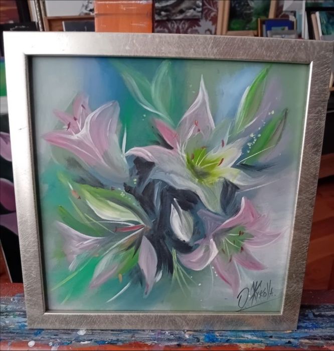 Картина " сирень"20х40 масло,  платно