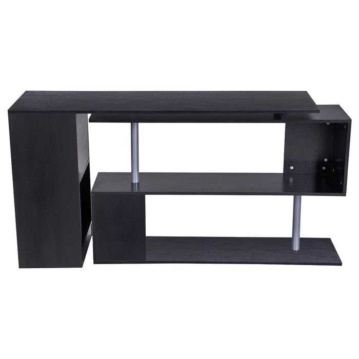 Birou Modern Forma Flexibila , 360 grade , Alb/Negru , HOMCOM