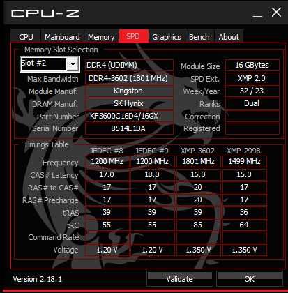 DDR4 2x16 (32GB) 3600mhz CL16 1.35V kingston fury renegade dual rank