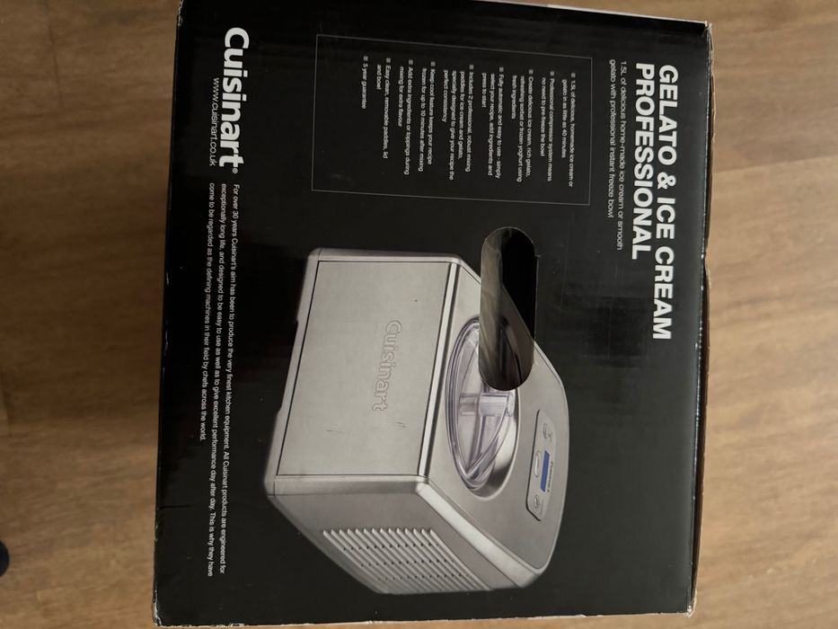 Машина за сладолед Cuisinart ICE100BCU с вграден компресор, Мощност 150 W, Капацитет 1,5 л, Сив