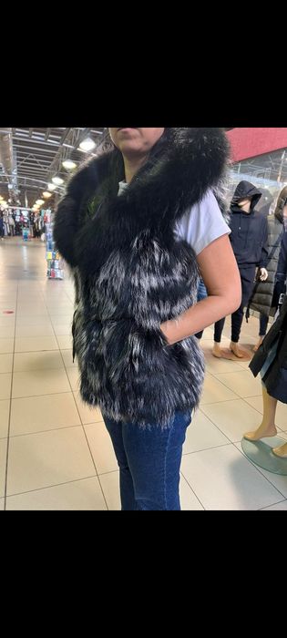 Елек естествен косъм от сребърна лисица