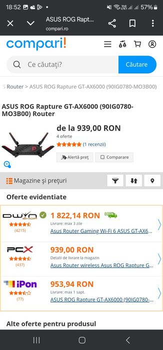 Router de gaming ASUS ROG Rapture WiFi 6 AX GT-AX6000