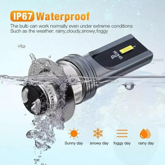 Set Două Becuri Led Cree H6-P15D Moto,Scuter,ATV 50W/10000Lm/6000K