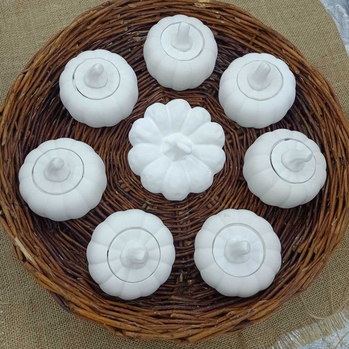 Гипсовые тыквы, Хэллоуин, домашний декор, украшение осени