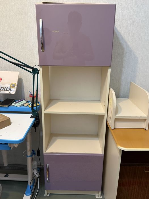 Учебный стол и шкаф.