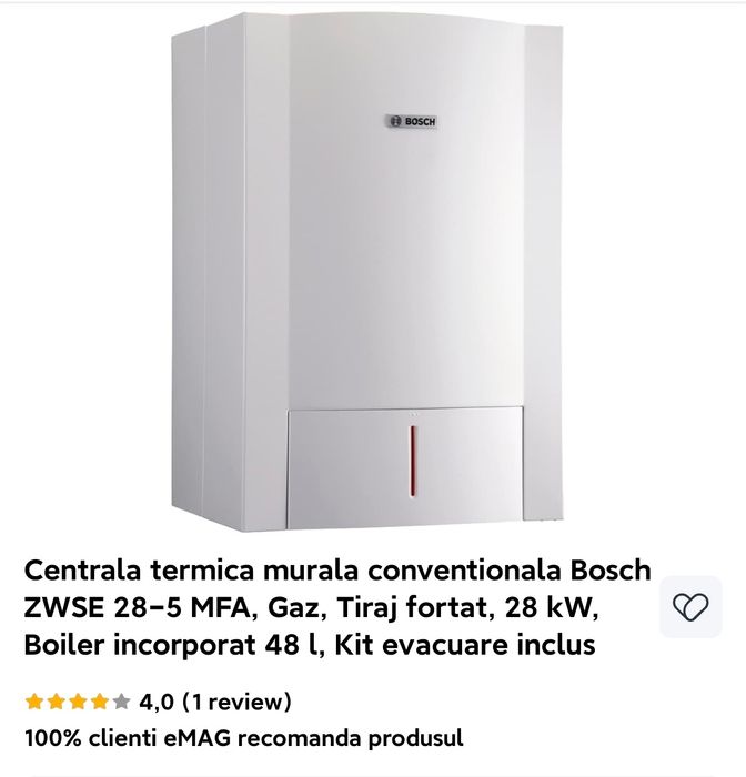 Centrala Termica Bosch ZWSE 28-5 MFA, Gaz, Tiraj fortat, 28 kW