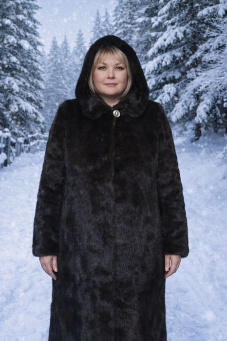 Норковая шуба с капюшоном