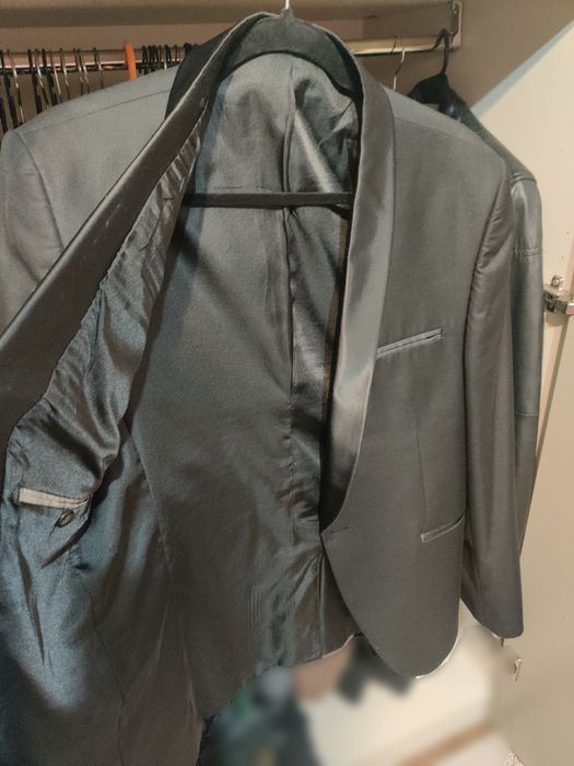 Costum/sacou negru elegant / smoking mărimea 52 + cămașă Bigotti