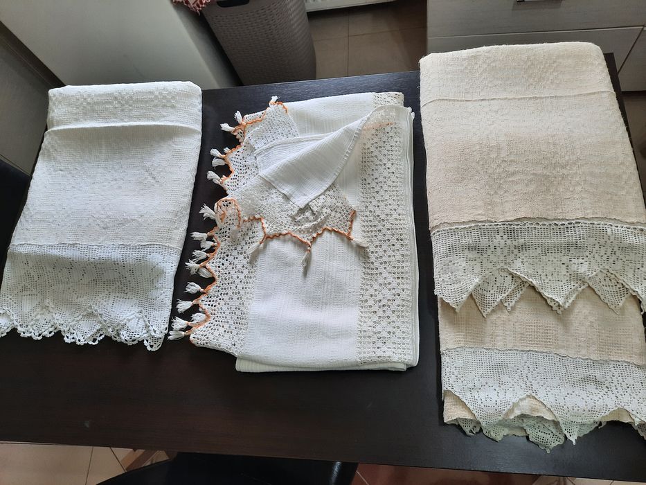 Fete de masa cu dantela tesute la razboi,Cearceafuri/lepedeu cu dantel