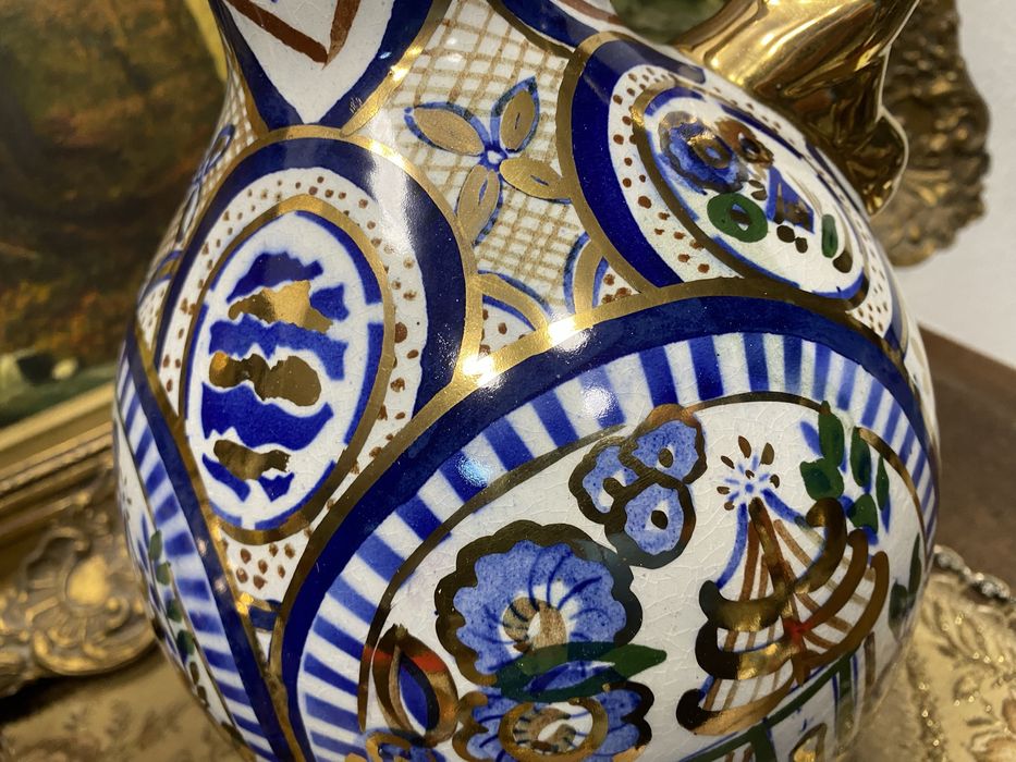 Двойка декоративни кани порцелан Испания 1950 1970 ръчно рисувани