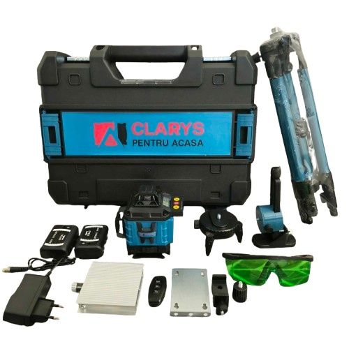 Nivela laser 16 linii 4D, cu 2 acumulatori, trepied, Autonivelare