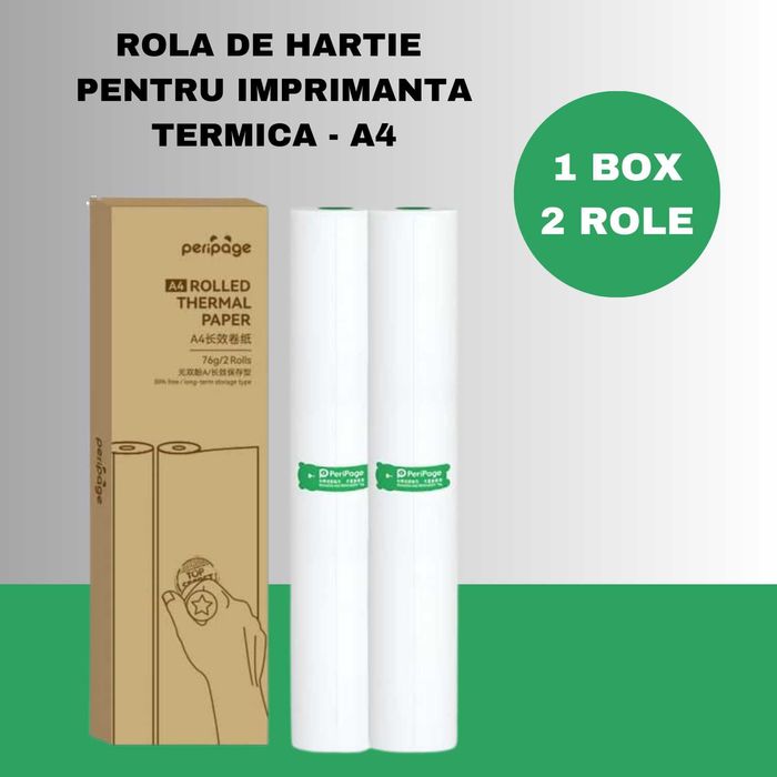 Rola de Hartie Termica A4 PeriPage, 2 Role, Hartie Speciala