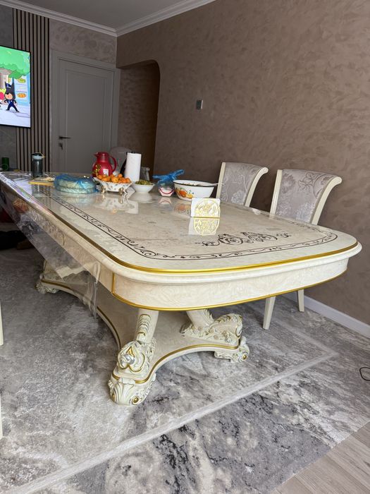 Дубайский стол, настоящее дерево+стулья