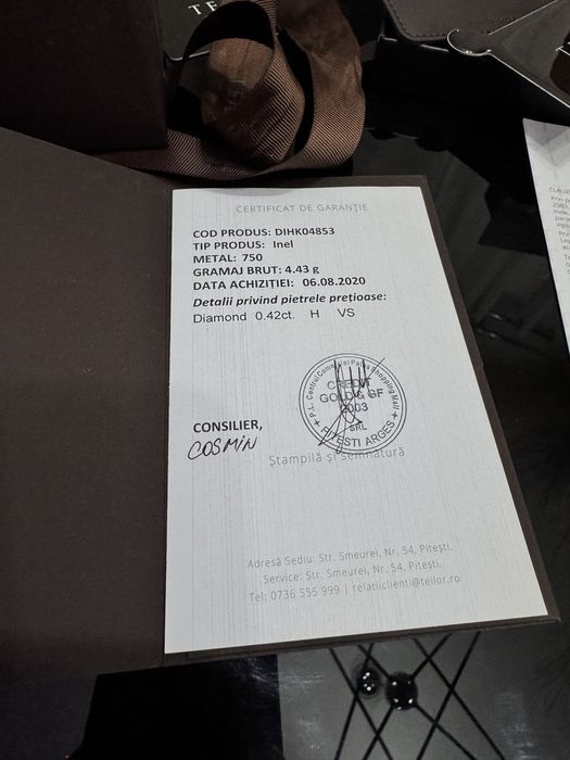 Inel de logodna Teilor cu diamante.