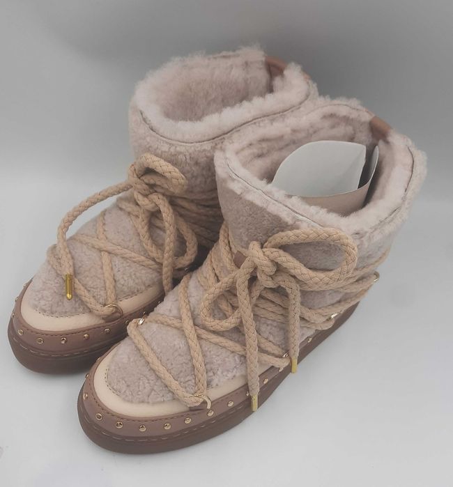 Ghete apres ski INUIKII originale piele + blana naturala 38