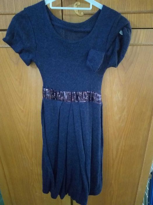 Rochie Mov cu cordon si paiete in talie