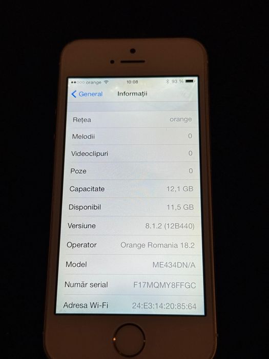 iPhone 5s Gold iOS 8.1.2
