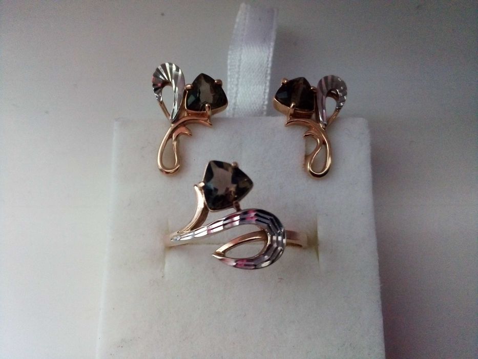 Златен руски  комплектс раух топаз