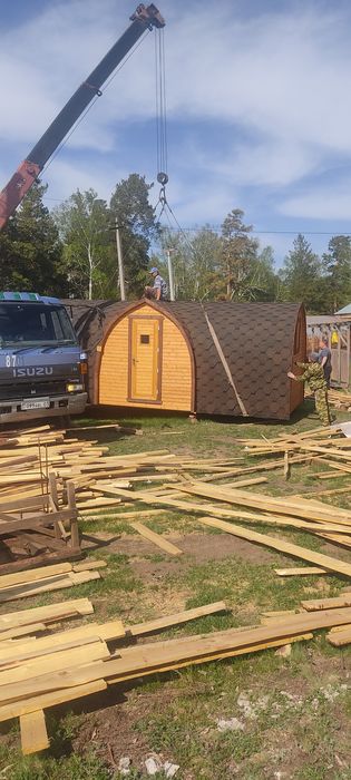 Баня каркасная, бочка, викинг...