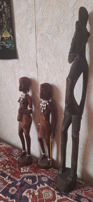 2 ръчно изработени африкански дърворезби