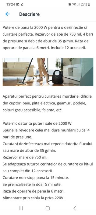 Aparat de curățat cu aburi Cecotec HydroSteam 2030 Active 2000W