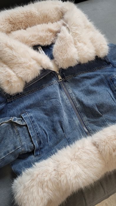 Дамско яке от деним и пух