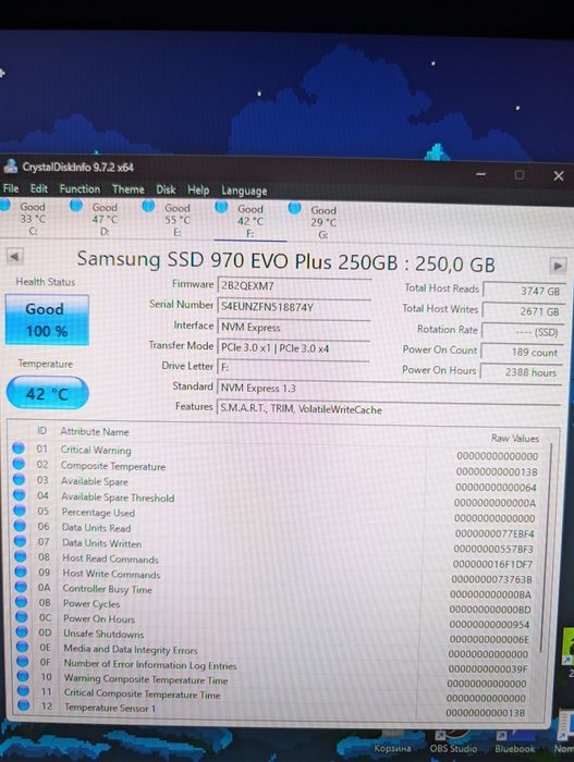 SSD Samsung Evo 970 250GB