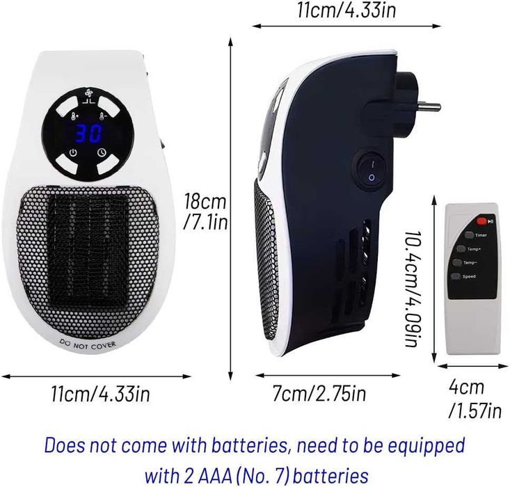 500W вентилаторен нагревател, мини нагревател, дистанционно управление