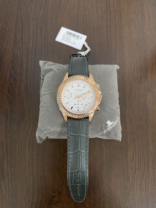 Jacques Lemans Luxury Chronograph, Rose-Gold Case, Leather Strap.