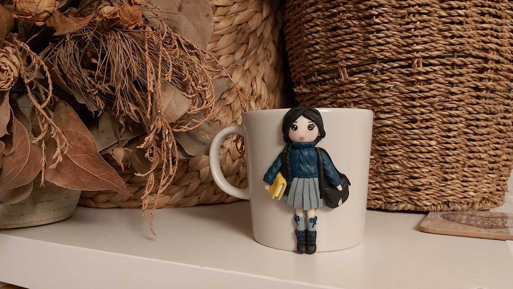 Cadou fetite/iubita cana papusa scolarita, eleva, studenta fimo
