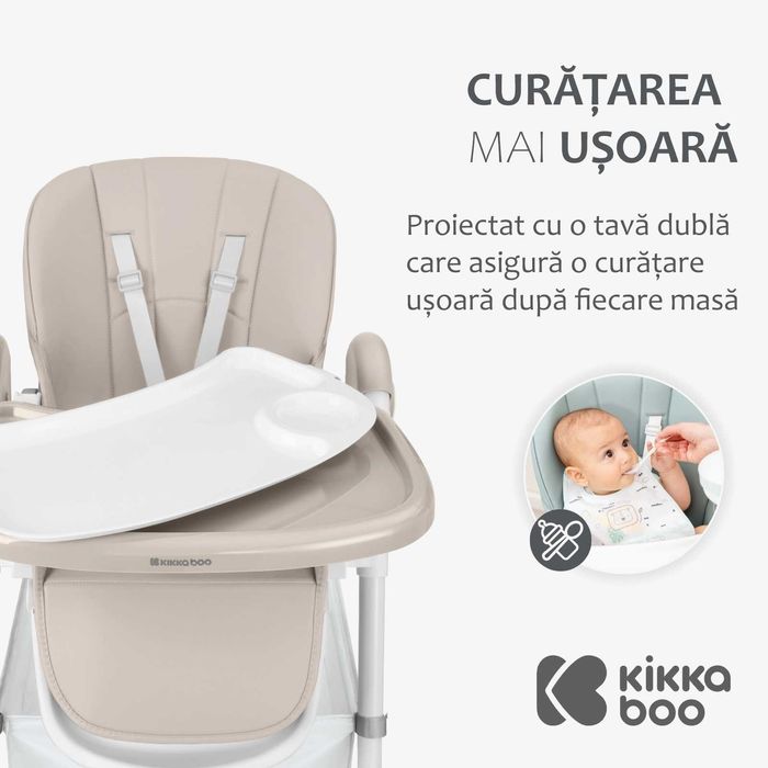 Nou - Scaun de masa pentru copii KikkaBoo – Spicy+, Bej