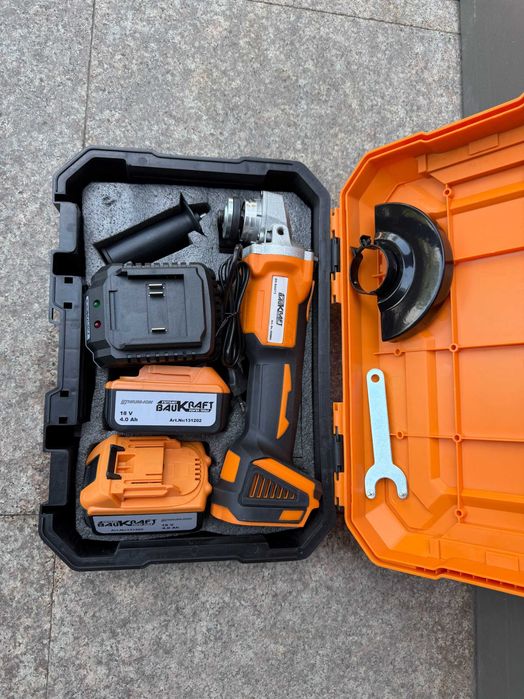 Ъглошлайф безчетков Ø125mm 18V 2x4Ah куфар BK-BAG73