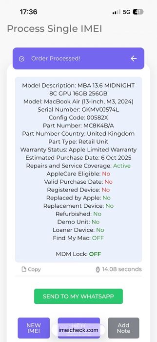 Лаптоп Apple MacBook Air 13,6” M3 (2024) 16/256gb - нов с гаранция