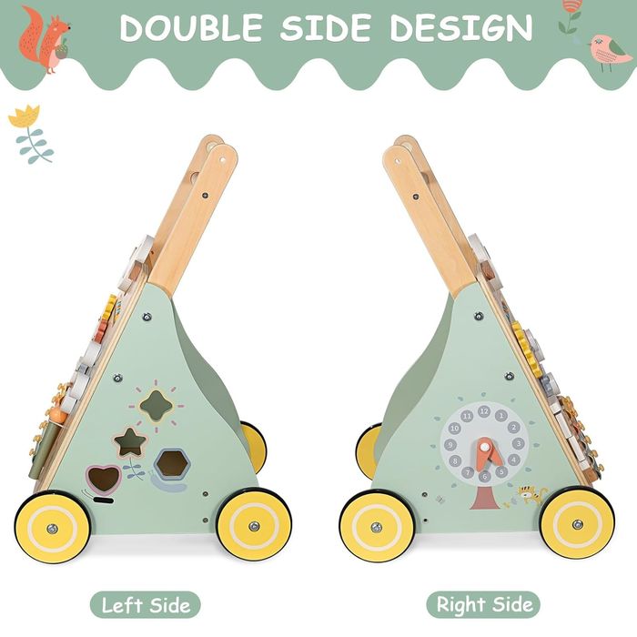 Jucarie cu roti din lemn, busyboard, multe activitati (Montessori)