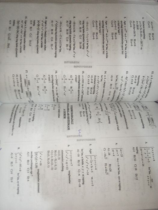 Matematikadan chuqirlashtirilgan yestlar toʻplami 1-qism