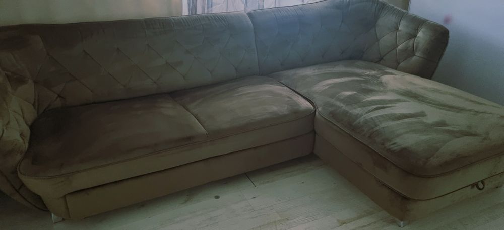 Coltar Cotta extensibil RETRO , dreapta, stofa velvet oliv