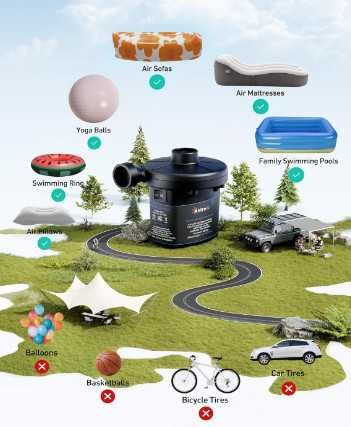 Електрическа помпа AstroAI, 3.5 kPa, 300 L/min, 120 V AC / 12 V DC