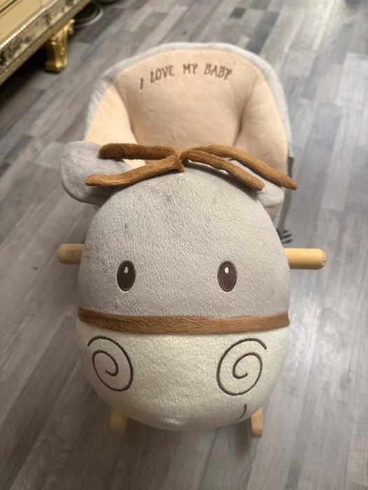 Căluț Balansoar Pluș cu Scăunel Confortabil „I Love My Baby”