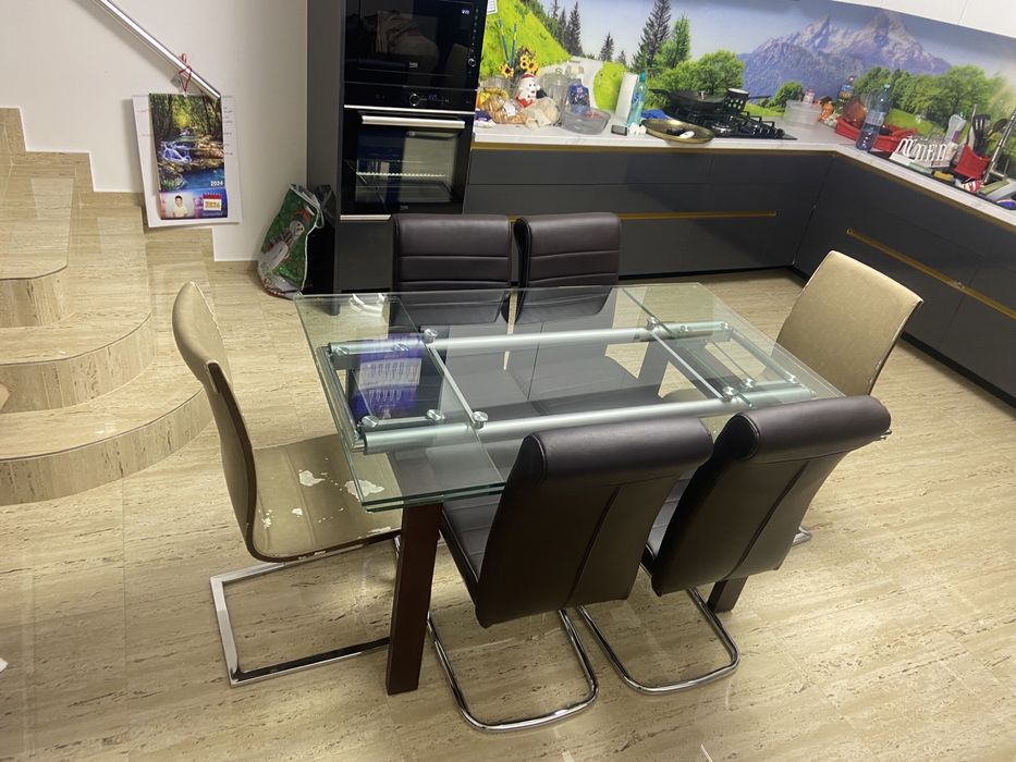 Masa  6 sau 8 persoane si scaune