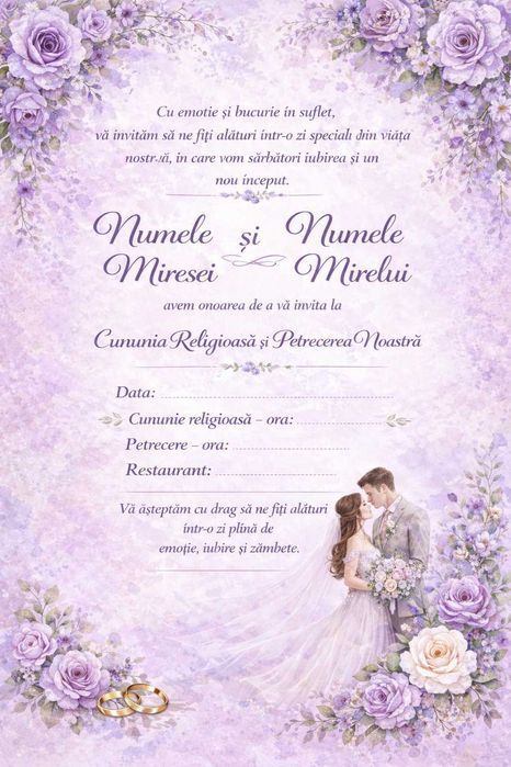 Invitatii personalizate pentru–Nunta•Botez•Gender Reveal•Save the Date