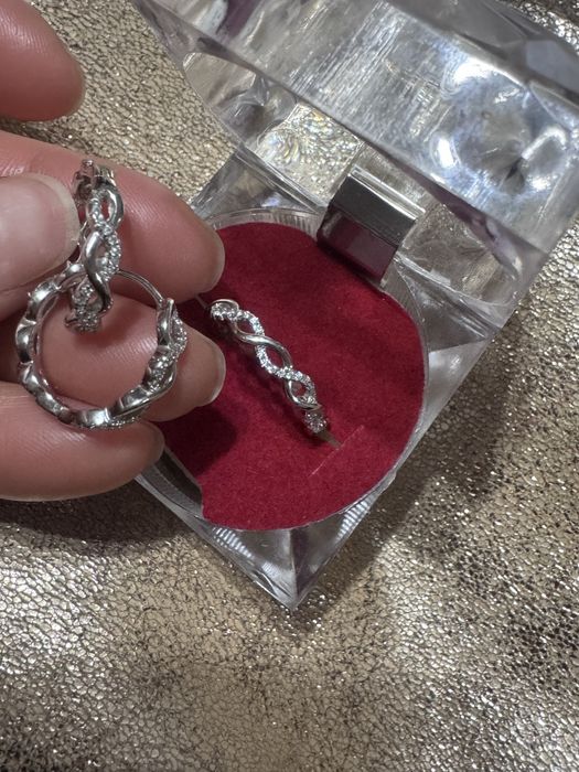 Серебряный набор серьги и кольцо