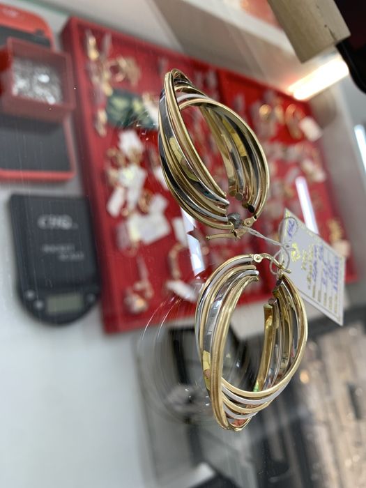 Золото серьги ЖанТаС ломбард г.Астана