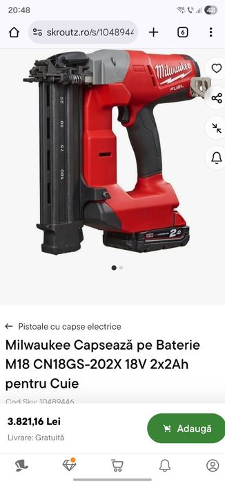 Pistol cuie Milwaukee M18 CN18GS Fuel