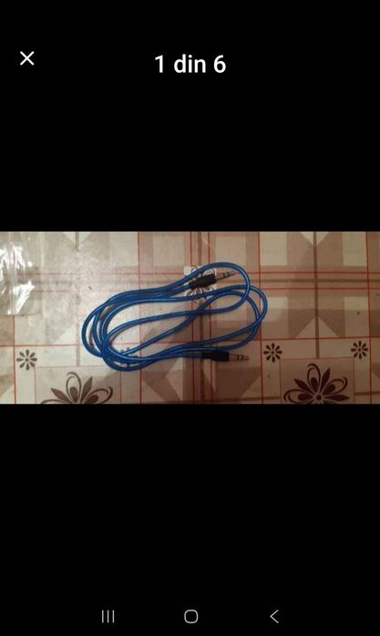 Vând cablu cu mufe stereo Aux Jac albastru sau negru. (nou)