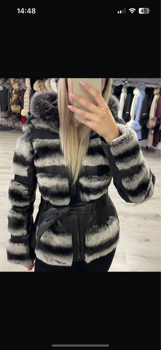 Vand  geaca cu blana naturala chinchilla rex, marimea xs-s