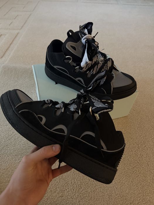 Grey Black Reflective Lanvin Curb Sneakers